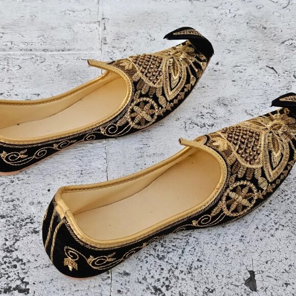 Men Khussa Handmade Embroidery Fancy Wedding Groom Flat Khusa Shoe Size 8.5US main image 5